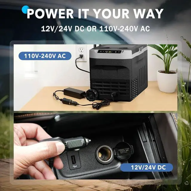 Alt view image 6 of 7 - 12 Volt Refrigerator, 32QT(30L) Compressor Electric Cooler, Car Fridge -4~68, Portable Refrigerator 12V/24V DC 110-240V AC, Compact Freezer for Vehicle RV Camping Truck Boat Travel, Black