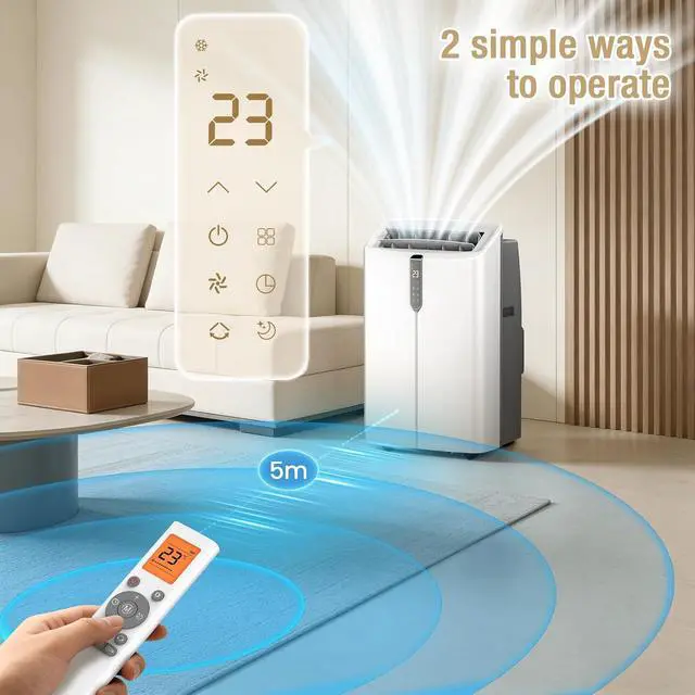 Alt view image 6 of 7 - Smart Portable Air Conditioners, 12000 BTU AC Unit -Version B- Cooling, Dehumidifier & Fan, Auto Evaporation, Touchscreen, Silent Sleep Mode Portable AC with Remote & Ventilation Kit, 45dB