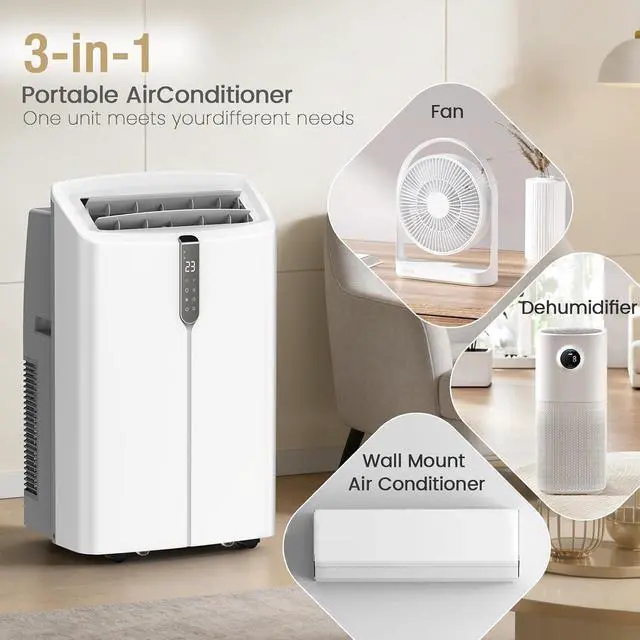 Alt view image 7 of 7 - Smart Portable Air Conditioners, 12000 BTU AC Unit -Version B- Cooling, Dehumidifier & Fan, Auto Evaporation, Touchscreen, Silent Sleep Mode Portable AC with Remote & Ventilation Kit, 45dB