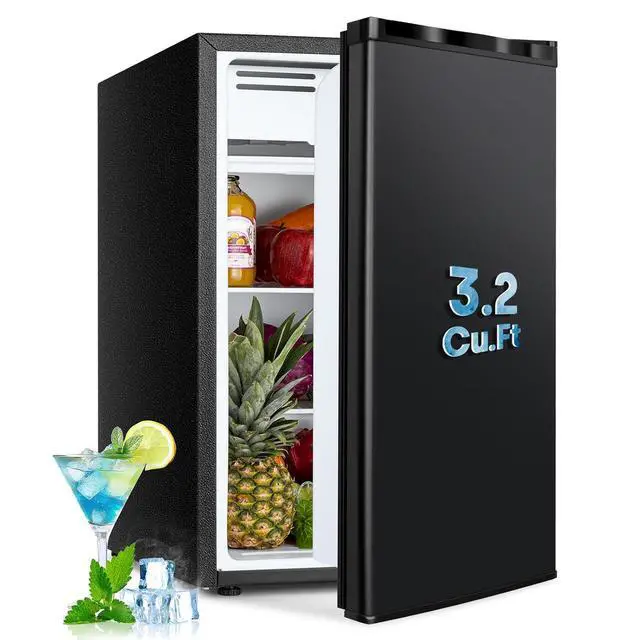 Main image of 3.2 Cu.Ft Mini Fridge with Freezer, Single Door Small Refrigerator, Dorm Fridge with 7 Adjustable Thermostat, Energy Saving, Low Noise, Compact Refrigerator for Office, Bedroom, Dorm, Black