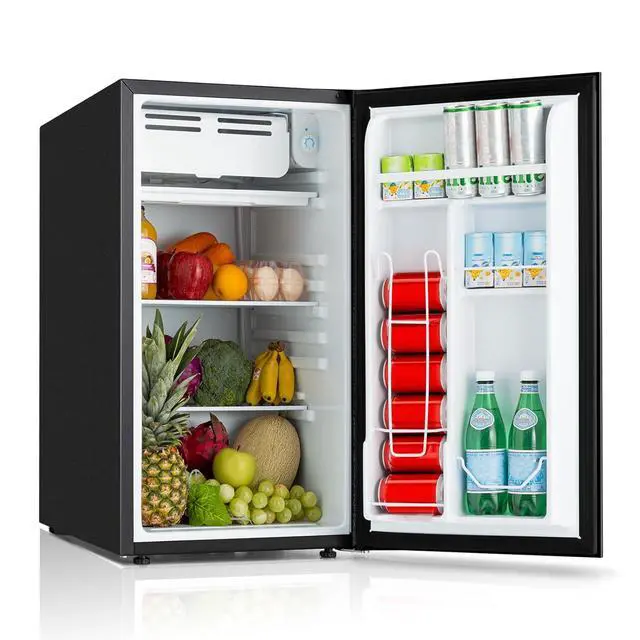 Alt view image 2 of 7 - 3.2 Cu.Ft Mini Fridge with Freezer, Single Door Small Refrigerator, Dorm Fridge with 7 Adjustable Thermostat, Energy Saving, Low Noise, Compact Refrigerator for Office, Bedroom, Dorm, Black