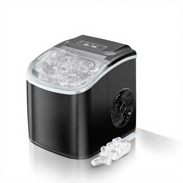 Main image of Ice Maker Countertop, 26lbs in 24Hrs, 9 Ice Cubes Ready in 6 Mins with 2 Sizes of Bullet Ice, Auto-Cleaning Portable Ice Maker with Scoop & Basket, for Home/Kitchen/Camping/RV. (Black)