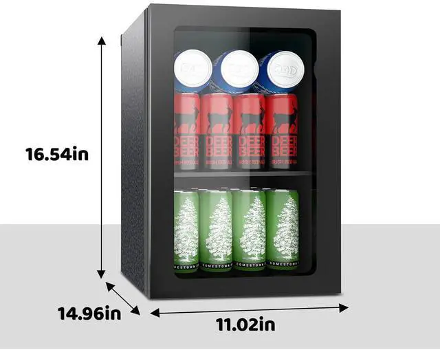 Alt view image 5 of 7 - Stopasd Beverage Refrigerator Cooler, 0.9 Cu.Ft/24 Can Drink Fridge with Adjustable Shelves & Clear Door for Soda Wine Beer, Countertop Mini Fridge, Compact Design for Home/Office/Bar (40-61 ), Black