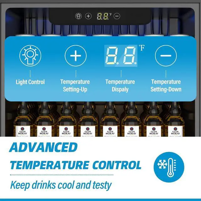 Alt view image 3 of 7 - Compact Beverage Refrigerator, 1.7Cu.Ft/70 Can Mini Fridge with Glass Door and Digital Display, Small Drink Fridge with Adjustable Shelves for Soda, Beer, or Wine, Compact Fridge for Bedroom