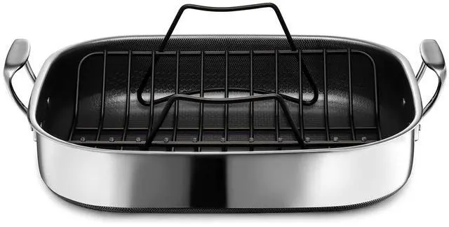Main image of HexClad Hybrid 17 x 14 Inch Rectangular Nonstick Roasting Pan with Rack, Dishwasher-Friendly, Oven-Safe Up to 900°F, Compatible with All Cooktops