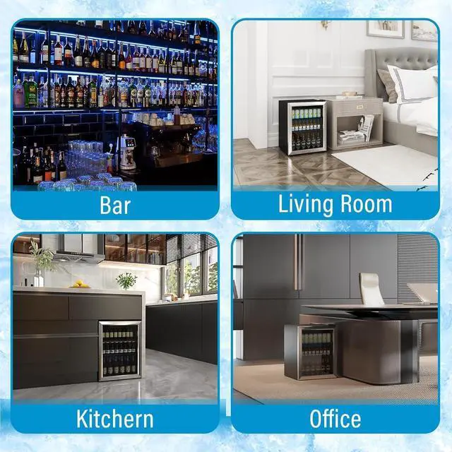Alt view image 7 of 7 - Compact Beverage Refrigerator, 1.7Cu.Ft/70 Can Mini Fridge with Glass Door and Digital Display, Small Drink Fridge with Adjustable Shelves for Soda, Beer, or Wine, Compact Fridge for Bedroom