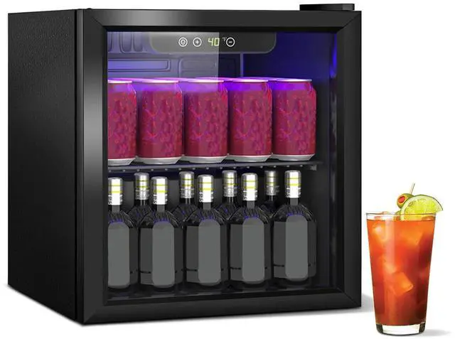 Main image of Compact Beverage Refrigerator, 1.3Cu.Ft/60 Can Mini Fridge with Glass Door and Digital Display, Small Drink Fridge with Adjustable Shelves for Soda, Beer, or Wine, Compact Fridge for Bedroom