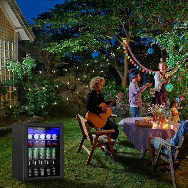 Alt view image 6 of 7 - Compact Beverage Refrigerator, 2.6Cu.Ft/95 Can Mini Fridge with Glass Door and Digital Display, Small Drink Fridge with Adjustable Shelves for Soda, Beer, or Wine, Compact Fridge for Home
