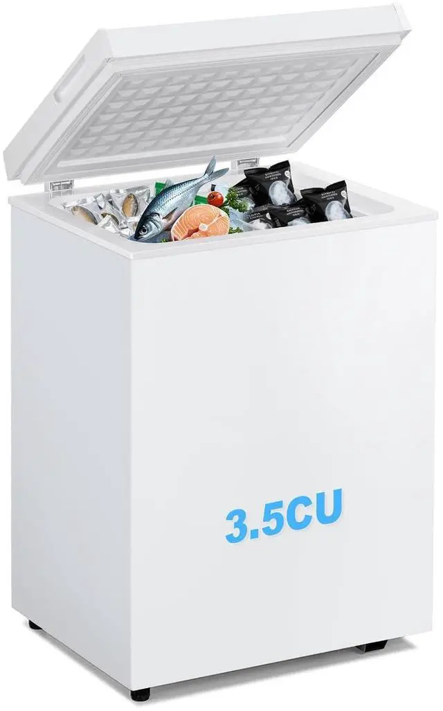 Main image of 3.5 Cu.Ft Chest Freezer, Deep Freezer Holds Up to 78L, Small Freezer with Adjustable 7 Thermostat & Removable Basket, Freestanding Mini Freezer with Top Door for Home/Apartment/Garage, White