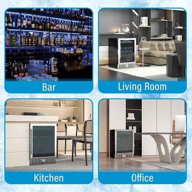 Alt view image 7 of 7 - Compact Beverage Refrigerator, 5.3Cu.Ft/166 Can Mini Fridge with Glass Door and Digital Display, Small Drink Fridge with Adjustable Shelves for Soda, Silent Undercounter Mini Fridge for Home