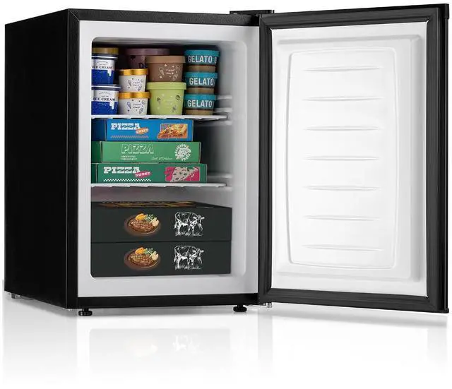 Alt view image 2 of 7 - 2.1 Cu.Ft Upright Freezer, Small Mini Freezer Hold Up to 75L with Adjustable 7 Thermostat & Removable Shelves, Compact Freezer with Reversible Door, Energy Saving for Home/Apartment/Garage