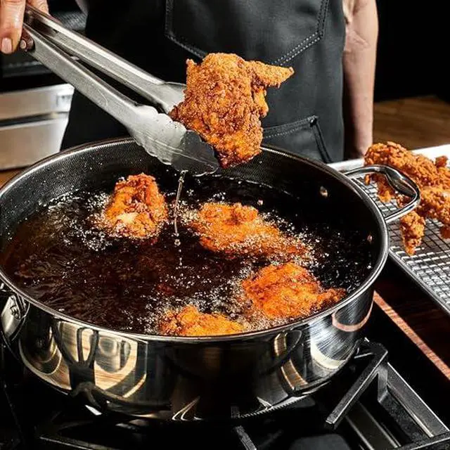 Alt view image 2 of 7 - Hybrid Nonstick 4-Piece Cookware Set, 7Qt Chicken Fryer with Lid and 12" Pan with Lid, Stay-Cool Handles, Dishwasher and Oven-Safe, Induction Ready, Compatible with All Cooktops