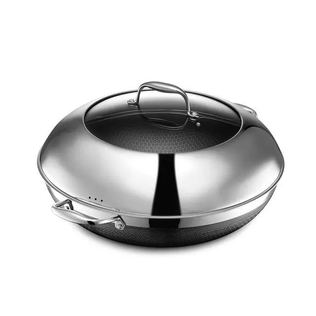 Alt view image 3 of 7 - Hybrid Nonstick 5-Piece Cookware Set, 14" Wok with Lid, 10" Pan with Lid, and 12" Griddle, Stay-Cool Handles, Dishwasher and Oven-Safe, Induction Ready, Compatible with All Cooktops
