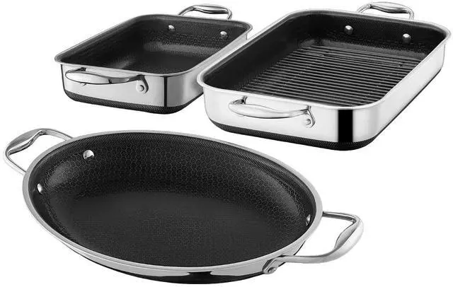 Main image of Hybrid Nonstick 4 Piece Roasting Pan Set with Rack, Stay-Cool Handle, Dishwasher and Oven Safe, Compatible with All Cooktops, Induction Ready