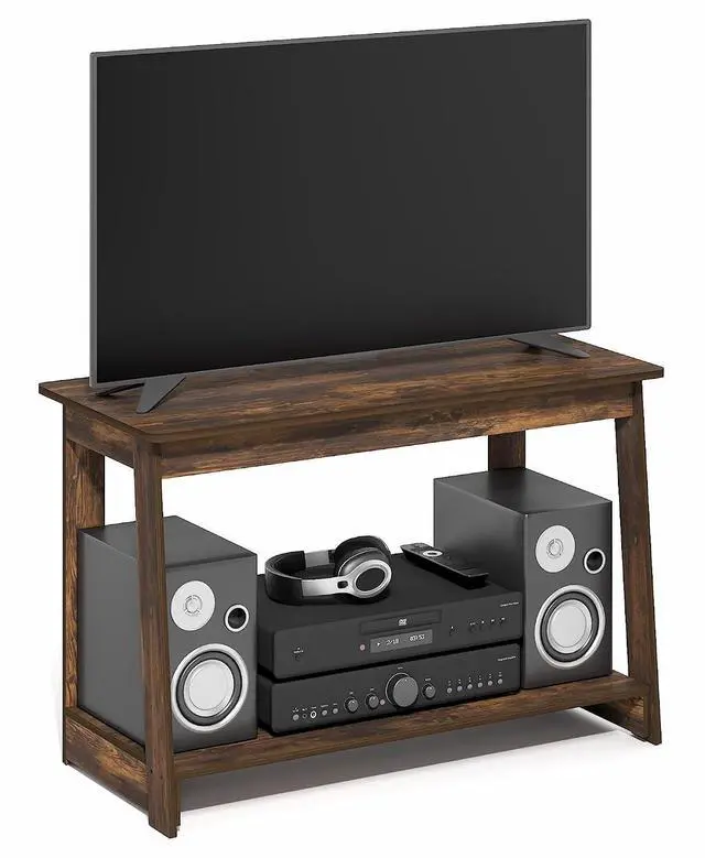 Main image of Beginning TV Stand, 2-Tier Rectangular Entertainment Center with Open Shelf, TV Console for TV up to 36 Inch, Open Back, for Living Room, Bedroom, Amber Pine