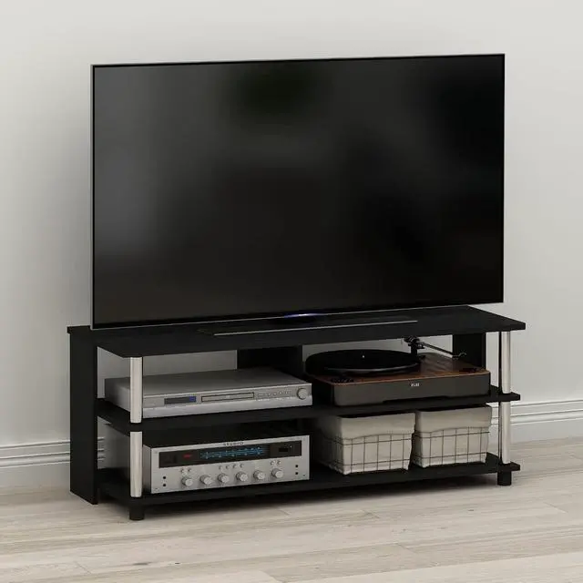 Alt view image 2 of 6 - Sully 3-Tier Stand for TV up to 48 Inch, Americano/Chrome