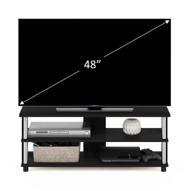 Alt view image 3 of 6 - Sully 3-Tier Stand for TV up to 48 Inch, Americano/Chrome