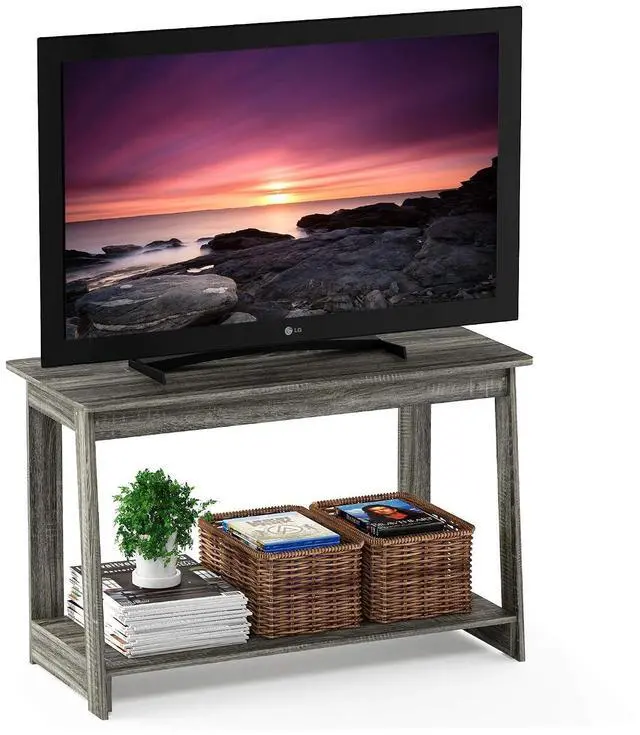 Main image of BEGINNING TV Stand, 2-Tier Rectangular Entertainment Center with Open Shelf, TV Console for TV up to 36 Inch, Open Back, for Living Room, Bedroom, French Oak