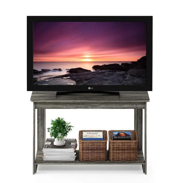 Alt view image 3 of 6 - BEGINNING TV Stand, 2-Tier Rectangular Entertainment Center with Open Shelf, TV Console for TV up to 36 Inch, Open Back, for Living Room, Bedroom, French Oak