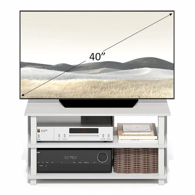 Alt view image 5 of 7 - Sully TV Stand, 3-Tier Rectangular Entertainment Center with Open Shelf, TV Console for TV up to 40 Inch, Open Frame for Cable Management, for Living Room, Bedroom, White