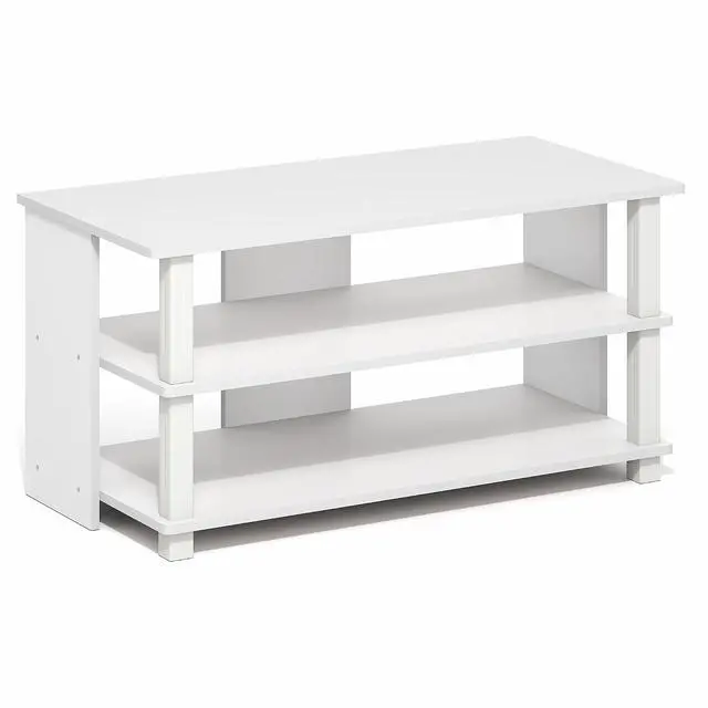 Alt view image 6 of 7 - Sully TV Stand, 3-Tier Rectangular Entertainment Center with Open Shelf, TV Console for TV up to 40 Inch, Open Frame for Cable Management, for Living Room, Bedroom, White
