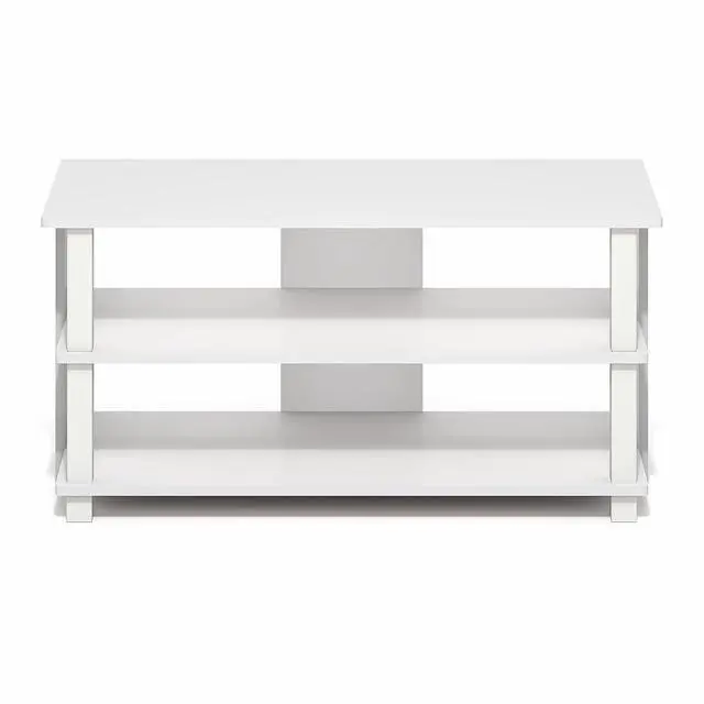 Alt view image 7 of 7 - Sully TV Stand, 3-Tier Rectangular Entertainment Center with Open Shelf, TV Console for TV up to 40 Inch, Open Frame for Cable Management, for Living Room, Bedroom, White