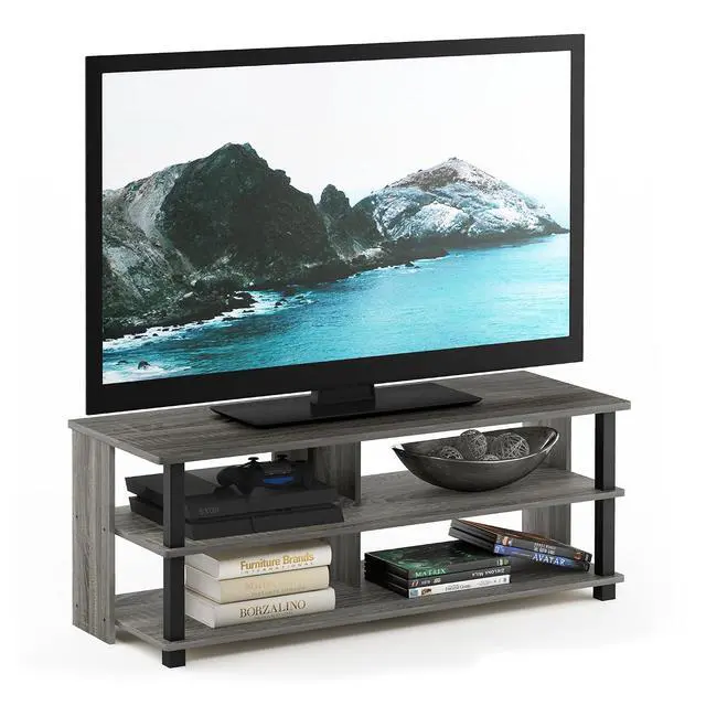 Alt view image 6 of 6 - Sully 3-Tier Stand for TV Up to 48 Inch, French Oak Grey/Black