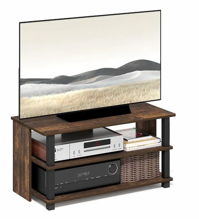 Main image of Sully TV Stand, 3-Tier Rectangular Entertainment Center with Open Shelf, TV Console for TV up to 40 Inch, Open Frame for Cable Management, for Living Room, Bedroom, Amber Pine