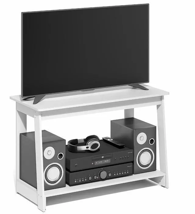 Main image of Beginning TV Stand, 2-Tier Rectangular Entertainment Center with Open Shelf, TV Console for TV up to 36 Inch, Open Back, for Living Room, Bedroom, White