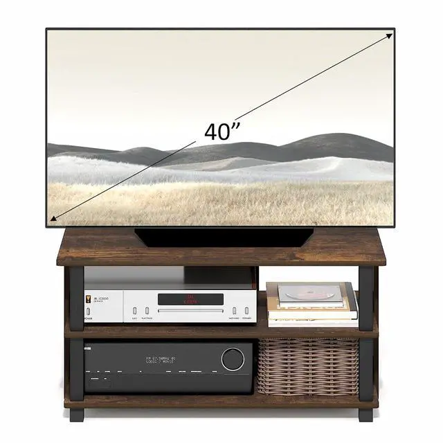 Alt view image 5 of 7 - Sully TV Stand, 3-Tier Rectangular Entertainment Center with Open Shelf, TV Console for TV up to 40 Inch, Open Frame for Cable Management, for Living Room, Bedroom, Amber Pine