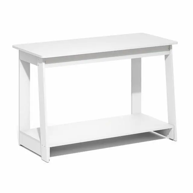 Alt view image 6 of 7 - Beginning TV Stand, 2-Tier Rectangular Entertainment Center with Open Shelf, TV Console for TV up to 36 Inch, Open Back, for Living Room, Bedroom, White