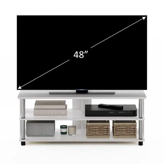 Alt view image 3 of 6 - Sully 3-Tier Stand for TV up to 48 Inch, White Oak/Chrome