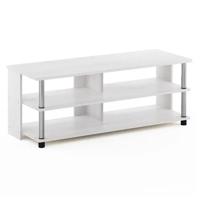 Alt view image 4 of 6 - Sully 3-Tier Stand for TV up to 48 Inch, White Oak/Chrome