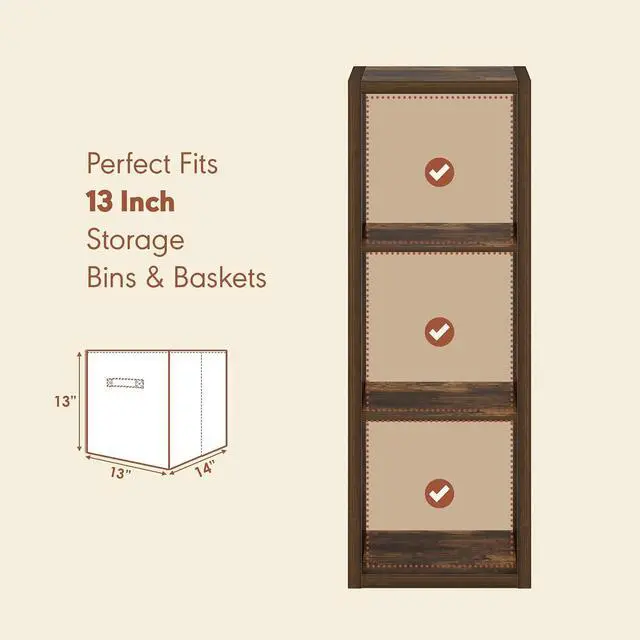 Alt view image 2 of 7 - Cubicle Record Player Stand with Vinyl Storage, 3-Cube 1.2 Extra Thick Vinyl Record Storage, Open Back Media Shelf for CD DVD Blueray Game Disc, for Living Room, Home Office, Amber Pine
