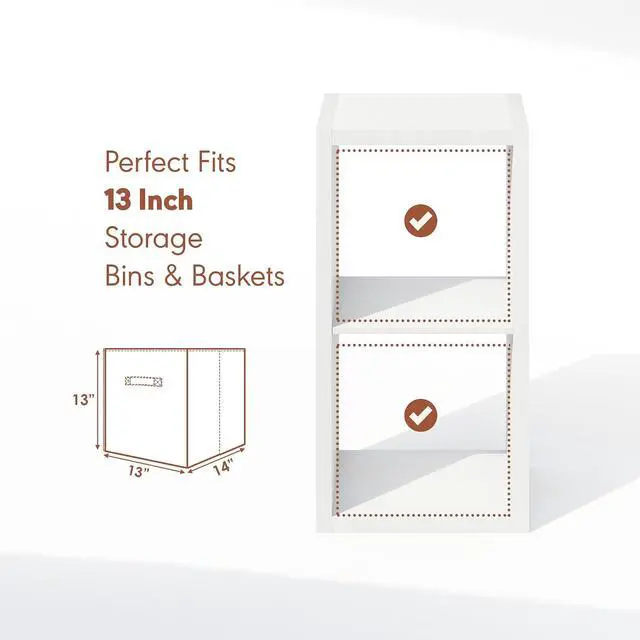 Alt view image 2 of 7 - Cubicle Record Player Stand with Vinyl Storage, 2-Cube 1.2 Extra Thick Vinyl Record Storage, Open Back Media Shelf for CD DVD Blueray Game Disc, for Living Room, Home Office, White