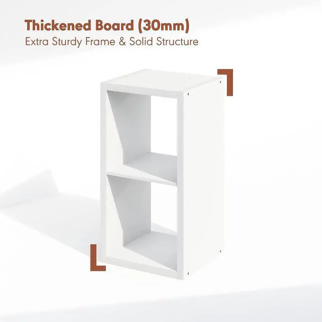 Alt view image 5 of 7 - Cubicle Record Player Stand with Vinyl Storage, 2-Cube 1.2 Extra Thick Vinyl Record Storage, Open Back Media Shelf for CD DVD Blueray Game Disc, for Living Room, Home Office, White