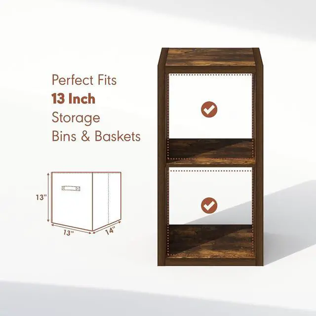 Alt view image 5 of 7 - Cubicle Record Player Stand with Vinyl Storage, 2-Cube 1.2 Extra Thick Vinyl Record Storage, Open Back Media Shelf for CD DVD Blueray Game Disc, for Living Room, Home Office, Amber Pine