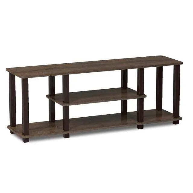 Alt view image 4 of 6 - Turn-N-Tube No Tools 3D 3-Tier Entertainment TV Stand up to 50 inch TV, Square Tubes, Walnut/Brown