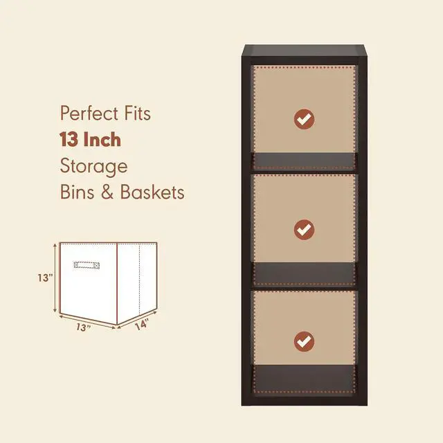 Alt view image 7 of 7 - Cubicle Record Player Stand with Vinyl Storage, 3-Cube 1.2 Extra Thick Vinyl Record Storage, Open Back Media Shelf for CD DVD Blueray Game Disc, for Living Room, Home Office, Black Dark Oak