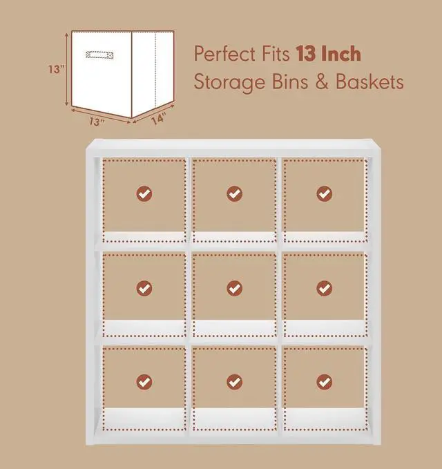 Alt view image 6 of 7 - Cubicle Record Player Stand with Vinyl Storage, 9-Cube 1.2 Extra Thick Vinyl Record Storage, Open Back Media Shelf for CD DVD Blueray Game Disc, for Living Room, Home Office, White