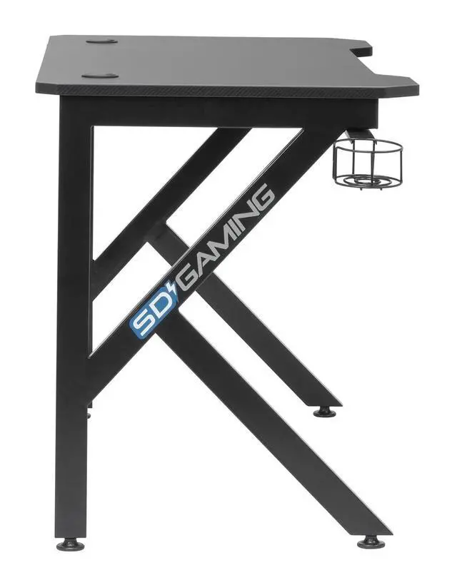 Alt view image 6 of 7 - Saga PC Gaming Desk with Built-in Power, Charging Station and Gear Storage