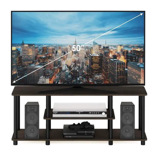 Alt view image 3 of 7 - Turn-N-Tube No Tools 3D 3-Tier Entertainment TV Stand up to 50 inch TV, Round Tubes, Dark Brown / Black
