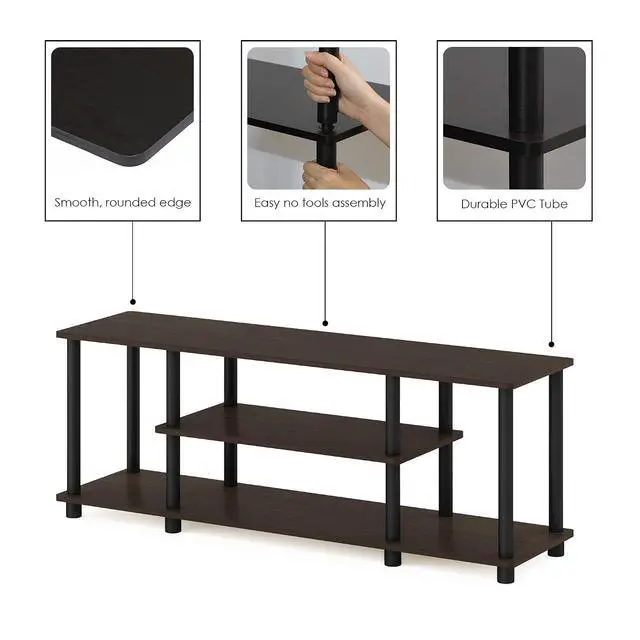 Alt view image 6 of 7 - Turn-N-Tube No Tools 3D 3-Tier Entertainment TV Stand up to 50 inch TV, Round Tubes, Dark Brown / Black