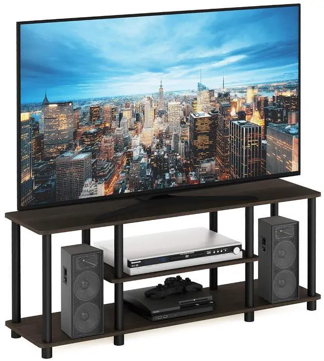 Main image of Turn-N-Tube No Tools 3D 3-Tier Entertainment TV Stand up to 50 inch TV, Round Tubes, Dark Brown / Black