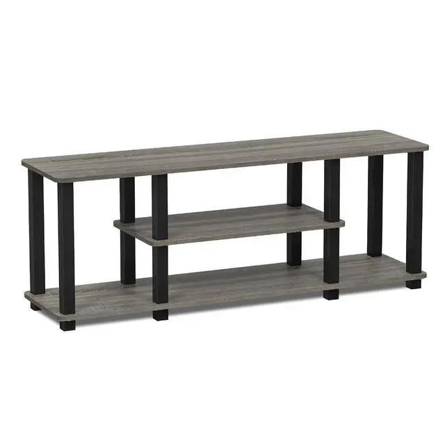 Alt view image 4 of 6 - Turn-N-Tube No Tools 3D 3-Tier Entertainment TV Stand up to 50 inch TV, Square Tubes, French Oak Grey/Black