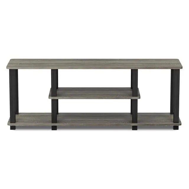 Alt view image 5 of 6 - Turn-N-Tube No Tools 3D 3-Tier Entertainment TV Stand up to 50 inch TV, Square Tubes, French Oak Grey/Black