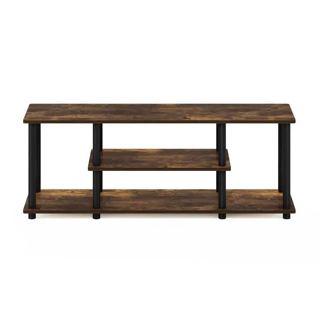 Alt view image 5 of 6 - Turn-N-Tube No Tools 3D 3-Tier Entertainment Stand up to 50 inch TV, Amber Pine/Black