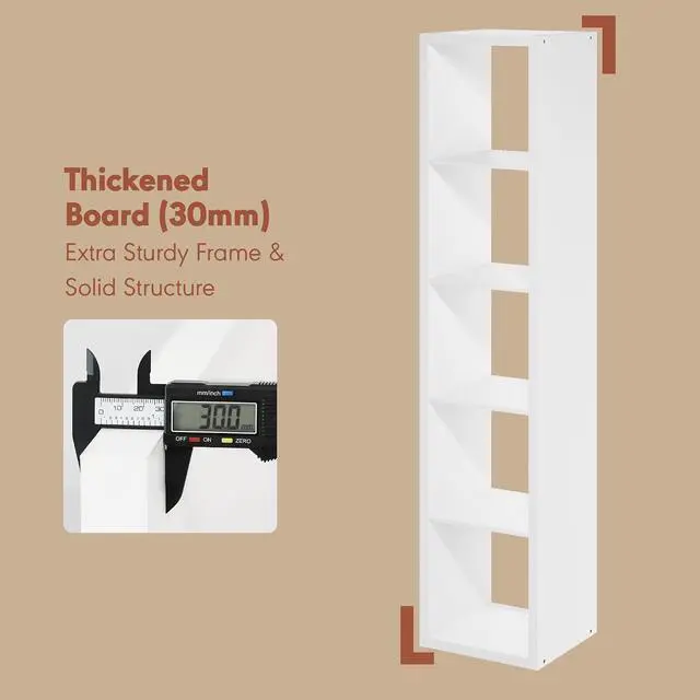 Alt view image 6 of 7 - Cubicle Record Player Stand with Vinyl Storage, 5-Cube 1.2 Extra Thick Vinyl Record Storage, Open Back Media Shelf for CD DVD Blueray Game Disc, for Living Room, Home Office, White