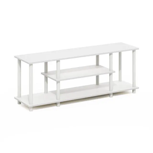 Alt view image 4 of 6 - Turn-N-Tube TV Stand, 3-Tier Open Frame Rectangular Entertainment Center with Storage Shelf, TV Console for TV up to 50 Inch, Toolless Assembly, for Living Room, Bedroom, White