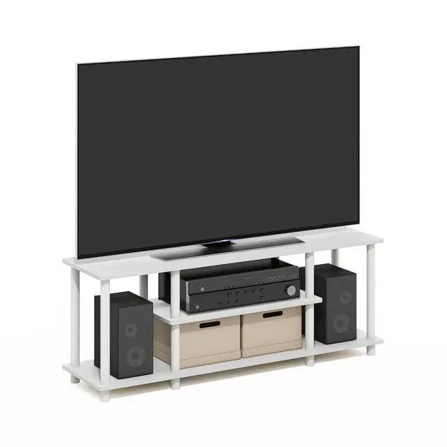 Main image of Turn-N-Tube TV Stand, 3-Tier Open Frame Rectangular Entertainment Center with Storage Shelf, TV Console for TV up to 50 Inch, Toolless Assembly, for Living Room, Bedroom, White
